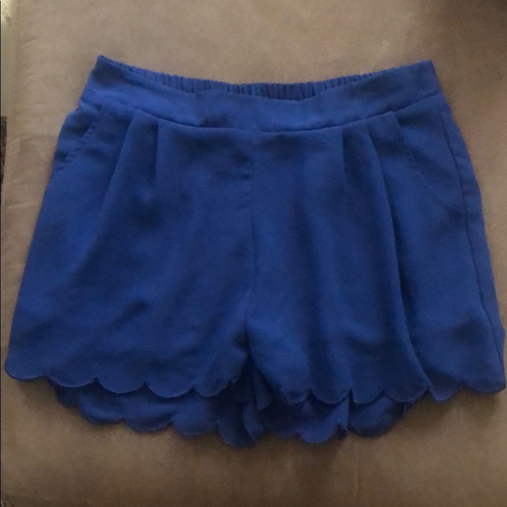 Blue royal blue scalloped dressy shorts